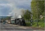 The BFD HG 3/4 N° 3 by the Blonay-Chamby Railway with is leaving Blonay.