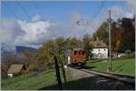 The Bernina Bahn Ge 4/4 81 by the Blonay Chamby Railway on the way to Chamby by Chaulin.