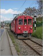 The Blonay-Chamby RhB ABe 4/ 4 I N° 35 is leaving Blonay on the way to Chaulin.