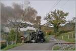  La DER du Blonay-Chamby 2023  - Smoking heavily, the BFD HG 3/4 N° 3 reaches the Cornaux stop.