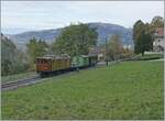  La DER du Blonay-Chamby 2023  - Di Bernina Bahn RhB Ge 4/4 81 of the Blonay-Chamby Bahn is on the way to Chamby with a mixed train at Chaulin.