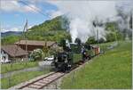 Nostalgie & Vapeur 2021 (Whitsun Festival) The Blonay-Chamby Bahn G 3/3 N° 5 (ex LEB) and the G 2x 2/2 105 ex (SEG) pull a passenger train from Blonay to Chaulin near Cornaux.