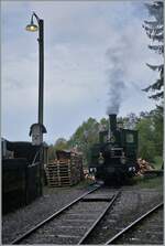  La DER de la Saison 2023  - the somewhat cloudy weather on Saturday also had its advantages, as it conjured up an attractive atmosphere during the locomotive treatment of the B-C in Chaulin. Thanks to the image editing program, the lamp, which has been crooked for years, appears quite straight, at least in this picture.
On the right in the picture is the LEB G 3/3 N° 5, which will be supplied with coal and later water.

Oct 28, 2023