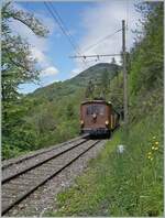 The BOB HGe 3/3 29 by the Blonay-Chamby Railway on the way to Chamby near Chaulin.