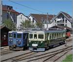 Il était une fois... les années 40 / Once upon a time: the 40s - The GFM Ce 4/4 131 from GFM Historique and the MOB BDe 4/4 3002 are waiting at the Blonay Station. 

September 11, 2022 