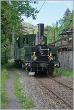 Festival Suisse de la vapeur 2024 / Swiss Steam Festival 2024 of the Blonay-Chamby Bahn - The Blonay Chamby steam locomotives LEB G 3/3 N° 5 with his train comming from Blonay is arriving at the Chaulin Station. 

May 19, 2024