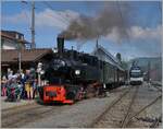 In Blonay, the SEG G 2x 2/2 105 by the Blonay Chamby Railway with his steam train service is ready do the depart to Chaulin. 

07.05.2021
