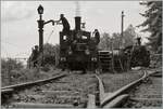 The LEB G 3/3 No. 5 of the Blonay Chamby Railway is being supplied with water and coal in Chaulin for the next journey. In the background, the BFD HG 3/4 No. 3 of the Blonay Chamby Railway can be seen.  
Furthermore, the picture also shows volunteer staff who carry out their not always easy work behind the scenes, without whom the visitors of the Blonay Chamby Railway would not be able to enjoy the wonderful steam atmosphere. In this spirit, a big thank you to all the hardworking helpers in front of and behind the scenes of the Blonay Chamby Railway.

Aug 4, 2024