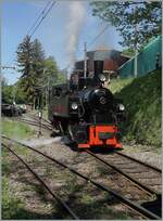 The SEG G 2x 2/2 105 of the Blonay Chamby Railway has been prepared in Chaulin to take over the first steam train of the season to Blonay.
