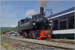 The SEG G 2x 2/2 105 of the Blonay Chamby Railway is shunting in Blonay to later take over its steam train to Chaulin.