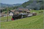 Swiss Steam Festival 2026 - The SEG G 2x 2/2 105 of the Blonay-Chamby Railway is on its way to Chaulin with its steam train near Cornaux. In the background on the left side of the image, Blonay and especially the Blonay Castle can be seen.

May 25, 2026