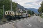 The railway adventure of the Bernese Oberland - the MOB FZe 6/6 2002 arrives at Blonay with its empty stock train for the Riviera Belle Epoque train to Montreux, from where the train will depart, thus creating a link to the 125th anniversary of the M ...