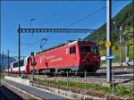 A Glacier Express is running through Oberwald on September 16th, 2012.