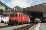 The Glacier Express to Zermatt is now ready to the departure.