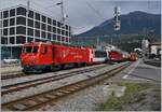 The Glacier Express is leaving Brig; in the background the old FO HGe 4/4 36. 

31.08.2019