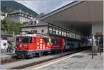 Change of the locomotives by the Glacier Express in Disentis: End of the run for the RhB Ge 4/4 II 629; for the part to Zermatt a MGB HGe 4/4 II will now taking the Glacier-Express. 

16.09.2020