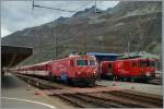 MGB HGe 4/4 and De 4/4 in Andermatt. 
10.10.2014