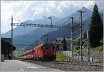 A MGB HGe 4/4 with a local service from Andermatt to Disentis by his stop in Sedrun.