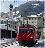 A MBG HGe 4/4 is going to take over the Glacier Express in Disentis-Mustér on December 26th, 2009.