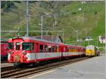 A MGB local train to Brig is leaving the station of Andermatt on May 24th, 2012.