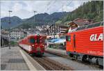 A incomming MGB local train in Disentis and gives the ligne free for the departur the Glacier Express to Zermatt. 

16.09.2020