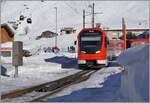 Two MGB  Orion  trains, led by ABeh 8/12 310, arrive in Andermatt. The train is running as R 45 839 from Disentis (departure at 13:14) to Andermatt (arriving at 14:22).

January 21, 2025