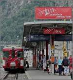 MGB Regio to Zermatt is waiting for passengers at Brig on July 31st, 2008.