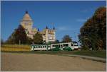 A short BAM MBC local train by the Castle of Vufflens.