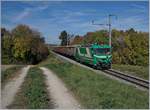 The BAM MBC Ge 4/4 21 with a Cargo Train near Reverolle.