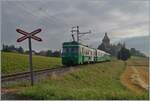 A BAM Be 4/4 with its shuttle train is at Vufflens le Château on the way to Biere.