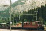 Scanned picture of BLS 170 with a car shuttle standing at Kandersteg on 24 July 2000.
