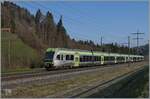 The BLS RABe 535 102 and 124  Lötschberger  on the way to Bern by Mülenen.