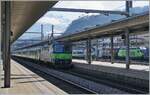 The BLS Re 4/4 II 501 with his RE to Zweisimmen in Spiez.