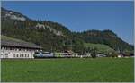 A BLS Re 4/4 II (ex SBB) wiht his EW III RE on the way to Zweisimmen by Boltigen.