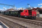 Old BLS shunter 225 041 shunts even older carriages in preparation to form one of the many extras during the  150 yearls of Emmental Railways  at Burgdorf on 17 May 2025.