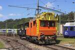 Former EBT/BLS shunter 225 056 hauls one wagon out of Sümiswald-Grünen to Wasen during the  150 Years of Emmentalbvahn   train bonanza on 18 May 2025.