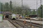 A BLS RABe 528  MIKA  leaves Goppenstein for Bern and disappears into the Löschberg Tunnel.

September 12, 2024
