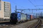 BLS Cargo 193 496 hauls a container train through Breda towards Kijfhoek on 23 February 2025.