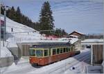 The BLM Be 4/4 22 on the way from Grütschalp to Mürren by his stop in Winteregg.