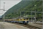 A BOB local train service to Grindelwald and Lauterbrunnen is leaving Interlaken Ost.