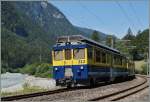 A BOB local train from Lauterbrunnen and Grindewald on the way to Interlaken Est near Zweislütschinen. 12.07.2015