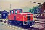 At Interlaken Ost, the BOB Tm 2/2 No. 1 'Chrigel' is waiting for new tasks. In the background, BOB flatbed wagons can be seen.

(Scanned photo/negative) Summer 1987
