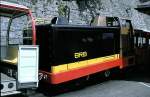 Diesel locomotive at Brienz basic station, August 9th, 1978.
