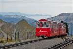 . A BRB train is arriving on the summit terminus Brienzer Rothorn on September 29th, 2013.