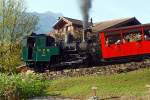 Brienz (CH) on 10/01/2011 at 9:45 clock the coalfired locomotive 6 of the Brienz Rothornbahn (BRB) drives to the Rothorn.