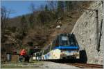 The  Treno Panoramico  on the way to Locarno near Verdasio.