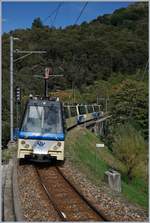 The SSIF Treno Panoramico on the way to Locarno by Intragna.