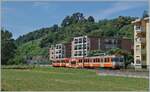 The FLP Be 4/12 22  Malcantone  on the way from Ponte Tresa to Lugano by Agno.