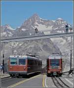 Meeting of two GGB trains at Gornergrat on July 31st, 2007.