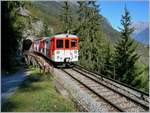 A MC local train to Chatelard Fontiere between Le Trétien and Finhaut.